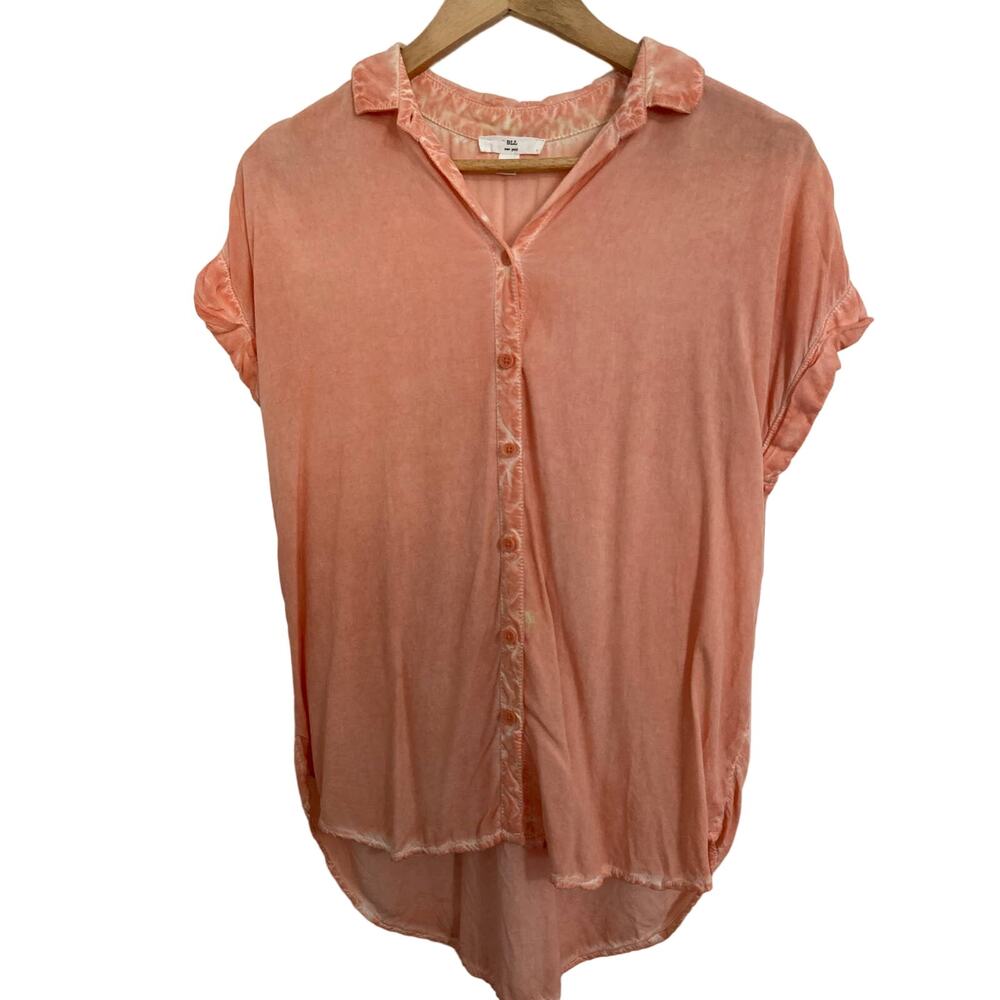 BLL New York Women Button Shirt Cuffed Short Sleeves Medium